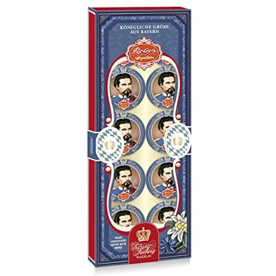 Reber König-Ludwig-Kugeln – 10er Packung – Zartbitter- und Alpenmilch-Schokolade, Orangenmarzipan und Haselnuss-Nougat Reber König-Ludwig-Kugeln – 10er Packung – Zartbitter- und Alpenmilch-Schokolade, Orangenmarzipan und Haselnuss-Nougat