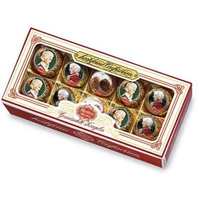 Reber Gemischte Kugeln Packung, 10er Packung, Gemischte Kugeln aus Zartbitter- Alpenmich- Schokolade und Trüffel-Füllung, Gefüllt mit Pistazien-Marzipan, Mandeln und Haselnuss-Nougat, 200g (10 Stück) Reber Gemischte Kugeln Packung, 10er Packung, Gemischte Kugeln aus Zartbitter- Alpenmich- Schokolade und Trüffel-Füllung, Gefüllt mit Pistazien-Marzipan, Mandeln und Haselnuss-Nougat, 200g (10 Stück)