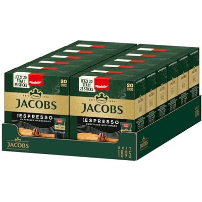 Jacobs Typ Espresso löslicher Bohnenkaffee als Stick, Instant Kaffee, 12 x 20 Einzelportion à 1,8 g, für 240 Getränke Jacobs Typ Espresso löslicher Bohnenkaffee als Stick, Instant Kaffee, 12 x 20 Einzelportion à 1,8 g, für 240 Getränke