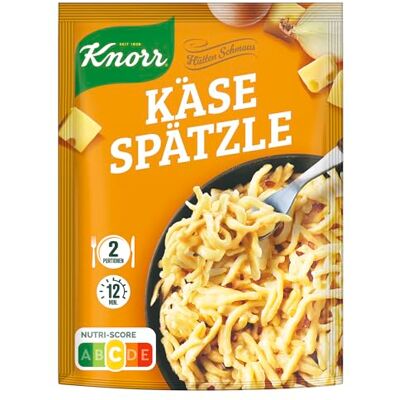 Knorr Hüttenschmaus Käse-Spätzle Fertiggericht, in cremiger Sauce 2 Portionen Knorr Hüttenschmaus Käse-Spätzle Fertiggericht, in cremiger Sauce 2 Portionen