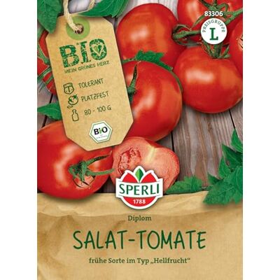 Sperli BIO Salat-Tomatensamen 83306, Hellfrucht F1 Packungsinhalt für 7 Pflanzen, Wuchshöhe ca. 2m, platzfest Sperli BIO Salat-Tomatensamen 83306, Hellfrucht F1 Packungsinhalt für 7 Pflanzen, Wuchshöhe ca. 2m, platzfest