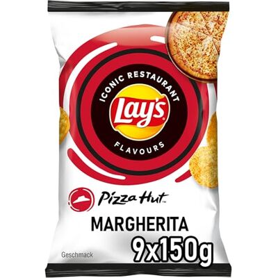 Lay's Pizza Hut Margherita Geschmack Knusprig gewürzte Kartoffelchips für eine gelungene Party (9 x 150 g) Lay's Pizza Hut Margherita Geschmack Knusprig gewürzte Kartoffelchips für eine gelungene Party (9 x 150 g)