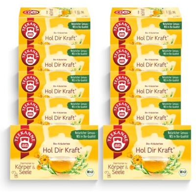 TEEKANNE Hol Dir Kraft® Bio-Kräutertee, 10 Packungen x 18 Beutel (10x 36g) TEEKANNE Hol Dir Kraft® Bio-Kräutertee, 10 Packungen x 18 Beutel (10x 36g)