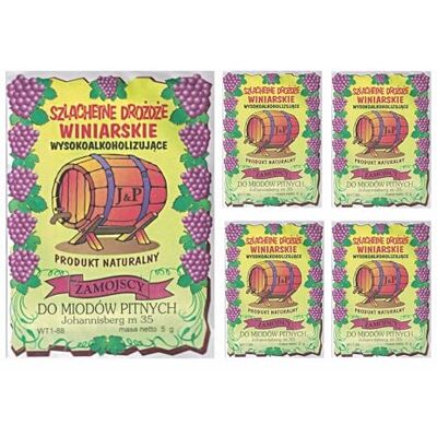Hugbert Weinhefe JOHANNISBERG für Honigweine 100% natürlisches Produkt Hefe, Wein, 5 Stück Hugbert Weinhefe JOHANNISBERG für Honigweine 100% natürlisches Produkt Hefe, Wein, 5 Stück