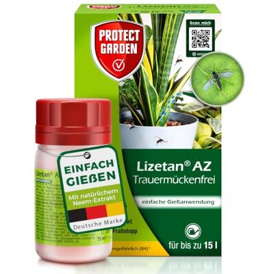 PROTECT GARDEN Lizetan AZ Trauermückenfrei, Gießmittel gegen die Larven der Trauermücken und andere Bodenschädlinge, 75 ml Konzentrat PROTECT GARDEN Lizetan AZ Trauermückenfrei, Gießmittel gegen die Larven der Trauermücken und andere Bodenschädlinge, 75 ml Konzentrat
