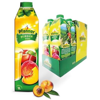 Pfanner Pfirsich Nektar (8 x 1 l) – Fruchtnektar mit mind. 40% Fruchtgehalt – Getränk aus Pfirsichen im Vorratspack Pfanner Pfirsich Nektar (8 x 1 l) – Fruchtnektar mit mind. 40% Fruchtgehalt – Getränk aus Pfirsichen im Vorratspack