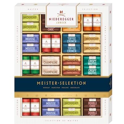 Niederegger Meister-Selektion 1x 500g Auswahl an Marzipan Klassikern, Nougat-Happen & Pralinen-Kreationen Umhüllt von Zartbitter- und Vollmilch-Schokolade Pralinengeschenk Niederegger Meister-Selektion 1x 500g Auswahl an Marzipan Klassikern, Nougat-Happen & Pralinen-Kreationen Umhüllt von Zartbitter- und Vollmilch-Schokolade Pralinengeschenk
