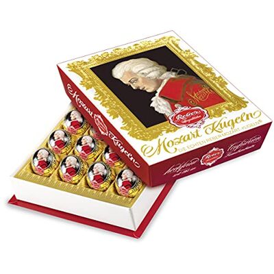 Reber , Mozart-Kugeln Barock, 20er Packung, Zartbitter-Schokolade, Gefüllt mit Pistazien-Marzipan, Mandeln und Haselnuss-Nougat, 400g (20 Stück) Reber , Mozart-Kugeln Barock, 20er Packung, Zartbitter-Schokolade, Gefüllt mit Pistazien-Marzipan, Mandeln und Haselnuss-Nougat, 400g (20 Stück)