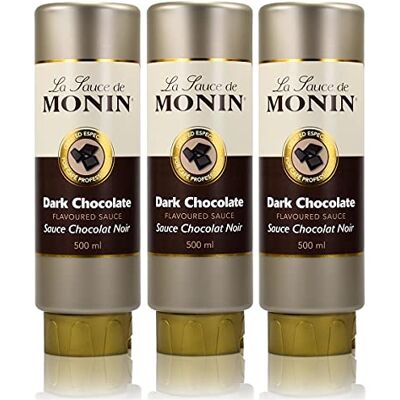 MONIN 3x Dunkle Schokolade Sauce 500 ml DarkChocolate Flavoured Sauce MONIN 3x Dunkle Schokolade Sauce 500 ml DarkChocolate Flavoured Sauce