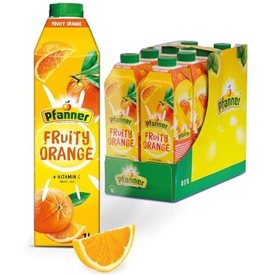 Pfanner Fruity Orangengetränk im Vorratspack (8 x 1 l) Süß-säuerlicher Genuss aus sonnengereiften Orangen 25% Saftgehalt Pfanner Fruity Orangengetränk im Vorratspack (8 x 1 l) Süß-säuerlicher Genuss aus sonnengereiften Orangen 25% Saftgehalt