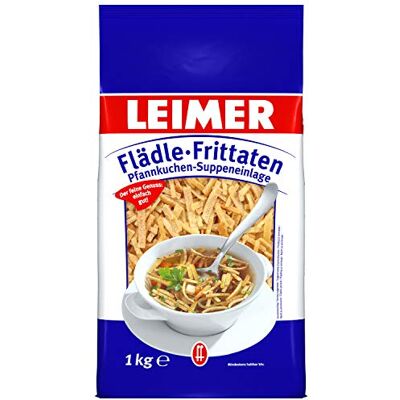 Leimer Flädle Fritatten 1kg Die fertige vegetarische Pfannkuchen-Suppeneinlage für die klare Fleisch- oder Gemüsebrühe (1 x 1kg) Leimer Flädle Fritatten 1kg Die fertige vegetarische Pfannkuchen-Suppeneinlage für die klare Fleisch- oder Gemüsebrühe (1 x 1kg)