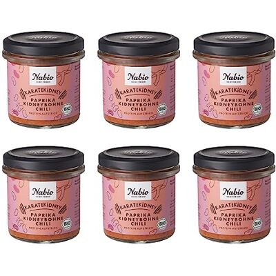NABIO Protein-Aufstrich Karatekidney Paprika Kidneybohne Chili I auf Basis von Bohnen I angenehm cremig I (6 x 140g) NABIO Protein-Aufstrich Karatekidney Paprika Kidneybohne Chili I auf Basis von Bohnen I angenehm cremig I (6 x 140g)