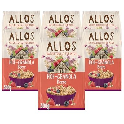 Allos Hof Granola Beere Bio Müsli Beerenmüsli Knuspermüsli Frühstückscerealien 6er Pack (6 x 300g), 1 Stück (6er Pack) Allos Hof Granola Beere Bio Müsli Beerenmüsli Knuspermüsli Frühstückscerealien 6er Pack (6 x 300g), 1 Stück (6er Pack)