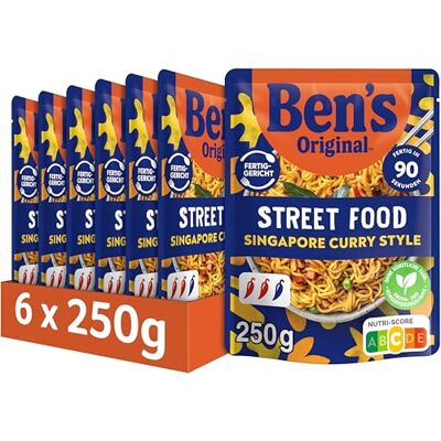 Ben's Original ™ Fertiggericht Street Food Singapore Curry Style Noodles 6x250g Ben's Original ™ Fertiggericht Street Food Singapore Curry Style Noodles 6x250g