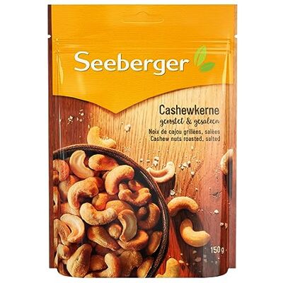 Seeberger Cashewkerne geröstet & gesalzen 5er Pack: Ganze Cashew Nüsse feinstens veredelt knackige Kerne in guter Qualität, vega, Gesalzenn (5 x 150 g) Seeberger Cashewkerne geröstet & gesalzen 5er Pack: Ganze Cashew Nüsse feinstens veredelt knackige Kerne in guter Qualität, vega, Gesalzenn (5 x 150 g)