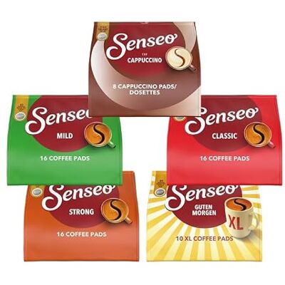 Senseo Pads Probierbox 5 Sorten, Vielfaltspaket, 5 x 16 Getränke, 66 Kaffeepads, Verschiedene Röstungen Senseo Pads Probierbox 5 Sorten, Vielfaltspaket, 5 x 16 Getränke, 66 Kaffeepads, Verschiedene Röstungen