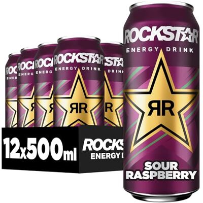 Rockstar Energy Drink Sour Raspberry Geschmack Saures, Koffeinhaltiges Erfrischungsgetränk für den Energie Kick, EINWEG (12 x 500ml) (Verpackungsdesign kann abweichen) Rockstar Energy Drink Sour Raspberry Geschmack Saures, Koffeinhaltiges Erfrischungsgetränk für den Energie Kick, EINWEG (12 x 500ml) (Verpackungsdesign kann abweichen)