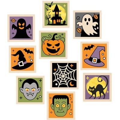 Günthart 60 Stück Quadrate Halloween Dekormasse, Essbare Tortendekoration für Torten oder Muffins,1er Set 114 gr Günthart 60 Stück Quadrate Halloween Dekormasse, Essbare Tortendekoration für Torten oder Muffins,1er Set 114 gr