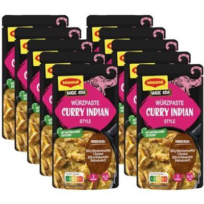 Maggi Magic Asia Würzpaste für Curry Indian Style, pastöse Würzmischung/Fix zur Zubereitung eines leckeren indischen Currys, 10er Pack (10 x 65g) Maggi Magic Asia Würzpaste für Curry Indian Style, pastöse Würzmischung/Fix zur Zubereitung eines leckeren indischen Currys, 10er Pack (10 x 65g)