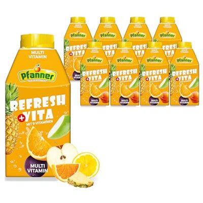 Pfanner Refresh + Vita Multivitamin Fruchtgetränk (8 x 0,5 l) – Multi Getränk aus 12 Früchten 10% Fruchtgehalt Fruchtgetränk im Vorratspack Pfanner Refresh + Vita Multivitamin Fruchtgetränk (8 x 0,5 l) – Multi Getränk aus 12 Früchten 10% Fruchtgehalt Fruchtgetränk im Vorratspack