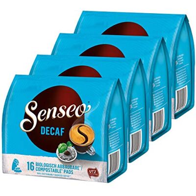 Senseo Decaf Kaffeepads Entkoffeiniert neues Design, 4er Pack, 4 x 16 Pads Senseo Decaf Kaffeepads Entkoffeiniert neues Design, 4er Pack, 4 x 16 Pads