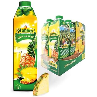 Pfanner 100% Ananassaft (8 x 1 l) – vitamin-reicher Saft aus Ananas – säuerlich-süßer Fruchtsaft im Vorratspack – ohne Zuckerzusatz Pfanner 100% Ananassaft (8 x 1 l) – vitamin-reicher Saft aus Ananas – säuerlich-süßer Fruchtsaft im Vorratspack – ohne Zuckerzusatz