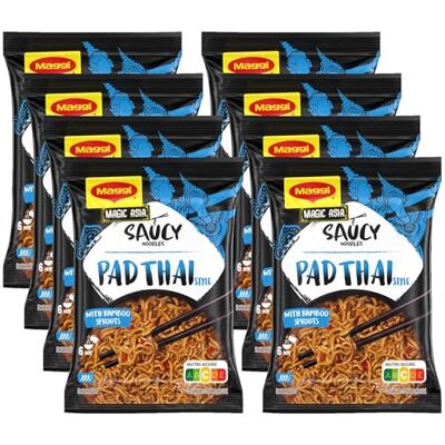 Maggi Magic Asia Pad Thai Style, leckeres Fertiggericht mit asiatischen Instant-Nudeln, große Portion mit leckerer Gemüse-Sauce, 8er Pack (8 x 128g) Maggi Magic Asia Pad Thai Style, leckeres Fertiggericht mit asiatischen Instant-Nudeln, große Portion mit leckerer Gemüse-Sauce, 8er Pack (8 x 128g)