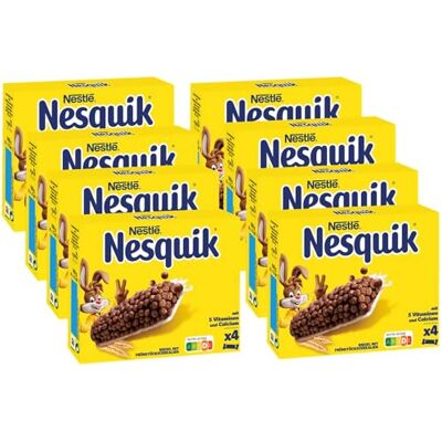 Nestlé NESQUIK Riegel, Cerealien mit Vollkorn-Weizen & Kakao, Müsli-Riegel To Go, mit Calcium, 8er Pack (à 4 x 25g) Nestlé NESQUIK Riegel, Cerealien mit Vollkorn-Weizen & Kakao, Müsli-Riegel To Go, mit Calcium, 8er Pack (à 4 x 25g)
