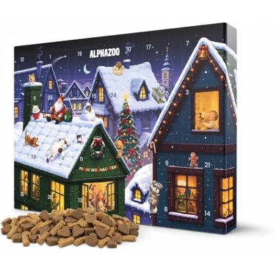 alphazoo Adventskalender 2026 für Hunde, 24 Türchen, 12 Snacks 288g Hunde Adventskalender mit 24 x 12g Leckerli 12 Sorten mit Fleisch, Fisch & Gemüse Weihnachten für Hunde alphazoo Adventskalender 2026 für Hunde, 24 Türchen, 12 Snacks 288g Hunde Adventskalender mit 24 x 12g Leckerli 12 Sorten mit Fleisch, Fisch & Gemüse Weihnachten für Hunde
