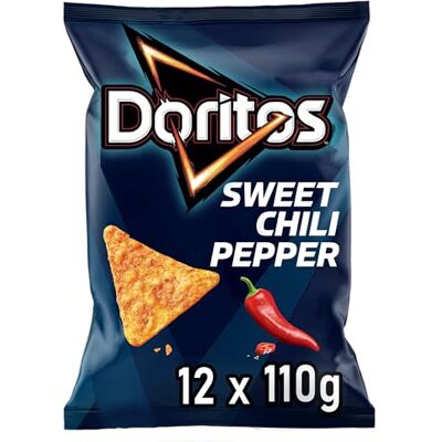 Doritos Sweet Chili Pepper Tortilla Nachos mit süßem Chili-Geschmack Herzhafter Snack zum Knabbern aus Mais (12 x 110g) (Verpackungsdesign kann abweichen) Doritos Sweet Chili Pepper Tortilla Nachos mit süßem Chili-Geschmack Herzhafter Snack zum Knabbern aus Mais (12 x 110g) (Verpackungsdesign kann abweichen)