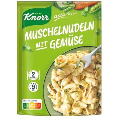 Knorr Activ Veggie mit Gemüse in Kräutersauce Muschelnudeln, leckere Pasta 2 Portionen, 9x172g Knorr Activ Veggie mit Gemüse in Kräutersauce Muschelnudeln, leckere Pasta 2 Portionen, 9x172g