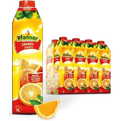 Pfanner 50% Orangennektar im Vorratspack – Fruchtnektar mit fruchtig-mildem Geschmack und Vitamin C – 50% Orangensaft (8 x 1 l) Pfanner 50% Orangennektar im Vorratspack – Fruchtnektar mit fruchtig-mildem Geschmack und Vitamin C – 50% Orangensaft (8 x 1 l)