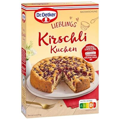Dr. Oetker Kirschli Kuchen, 8 x 435 g, Backmischung für Rührkuchen mit Kirschen & Schokoladenflocken, fruchtig-schokoladiger Rührkuchen, gelingsicheres Backen Dr. Oetker Kirschli Kuchen, 8 x 435 g, Backmischung für Rührkuchen mit Kirschen & Schokoladenflocken, fruchtig-schokoladiger Rührkuchen, gelingsicheres Backen