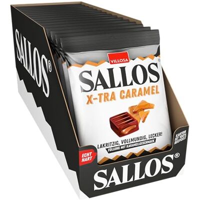 SALLOS X-TRA Caramel Vorrats-Pack – Lakritz-bonbons mit süßer Karamellfüllung, aus natürlichem Süßholzsaft, vegan, im Vorrats-Pack, 15 x 135 g SALLOS X-TRA Caramel Vorrats-Pack – Lakritz-bonbons mit süßer Karamellfüllung, aus natürlichem Süßholzsaft, vegan, im Vorrats-Pack, 15 x 135 g