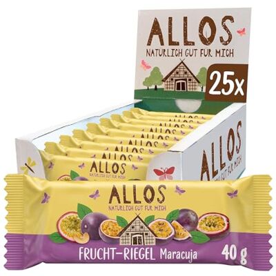 Allos Fruchtriegel Maracuja Bio Energieriegel 25 x 40g Mit Datteln & Cashews vegan & glutenfrei Snack für Schule, Pause & Sport Allos Fruchtriegel Maracuja Bio Energieriegel 25 x 40g Mit Datteln & Cashews vegan & glutenfrei Snack für Schule, Pause & Sport