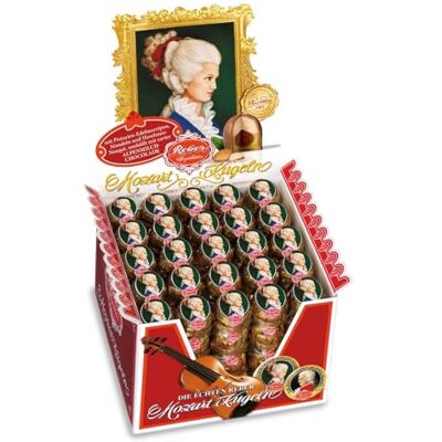 Reber Constanze Mozart-Kugeln, 100er Aufstellkarton, Kugeln aus Alpenmilch Schokolade, Gefüllt mit Pistazien, Marzipan, Mandeln, Haselnuss-Nougat, 2 kg (100 Stück) Reber Constanze Mozart-Kugeln, 100er Aufstellkarton, Kugeln aus Alpenmilch Schokolade, Gefüllt mit Pistazien, Marzipan, Mandeln, Haselnuss-Nougat, 2 kg (100 Stück)