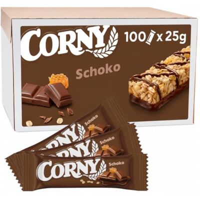 Corny Müsliriegel Classic Schoko 100er-Vorratspack Mit zartschmelzender Vollmilchschokolade Bulk für Büros, Events, Konferenzen, Buffets & Cafeterien 100 x 25 g Corny Müsliriegel Classic Schoko 100er-Vorratspack Mit zartschmelzender Vollmilchschokolade Bulk für Büros, Events, Konferenzen, Buffets & Cafeterien 100 x 25 g