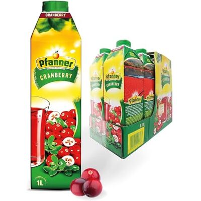 Pfanner Cranberry Fruchtgetränk (8 x 1 l) 20% Fruchtgehalt – Getränk aus Cranberrys im Vorratspack Pfanner Cranberry Fruchtgetränk (8 x 1 l) 20% Fruchtgehalt – Getränk aus Cranberrys im Vorratspack
