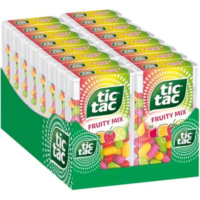 Tic Tac Fruity Mix Der kunterbunte Früchte-Mix 16 x 54 g Packungen Tic Tac Fruity Mix Der kunterbunte Früchte-Mix 16 x 54 g Packungen