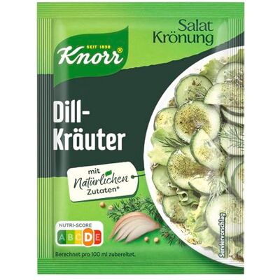 Knorr Salatkrönung Dill-Kräuter für ein leckeres Salatdressing mit natürlichen Zutaten* 5 x 3 Portionen 15 Stück Knorr Salatkrönung Dill-Kräuter für ein leckeres Salatdressing mit natürlichen Zutaten* 5 x 3 Portionen 15 Stück