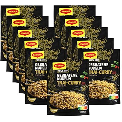 Maggi Magic Asia Gebratene Nudeln Thai Curry, asiatisches Fertiggericht, Instant-Nudeln, mit Gemüse & cremiger Kokosmilch, scharf gewürzt, 11er Pack (11 x 130g) Maggi Magic Asia Gebratene Nudeln Thai Curry, asiatisches Fertiggericht, Instant-Nudeln, mit Gemüse & cremiger Kokosmilch, scharf gewürzt, 11er Pack (11 x 130g)