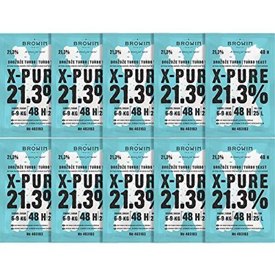 Browin 10x Turbohefe X-Pure Hefe hochqualitative Gärhefe bis 21,3% Alkohol in 48 h, 135 g Browin 10x Turbohefe X-Pure Hefe hochqualitative Gärhefe bis 21,3% Alkohol in 48 h, 135 g