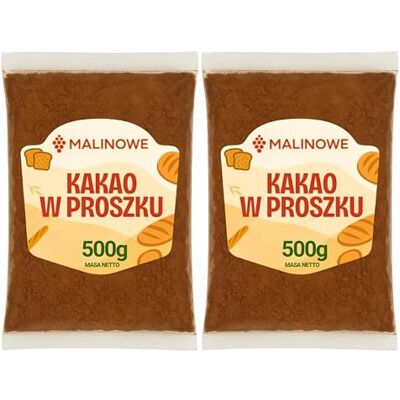 Malinowe Kakao Pulver, nicht alkalisiert, natürlich, Premium-Qualität 2x500g Malinowe Kakao Pulver, nicht alkalisiert, natürlich, Premium-Qualität 2x500g