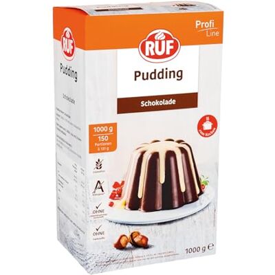 RUF Pudding Schokolade, Puddingpulver für Schokoladenpudding, nur mit Milch und Zucker aufkochen, Großpackung, glutenfrei, ohne Allergene, 1x1000g RUF Pudding Schokolade, Puddingpulver für Schokoladenpudding, nur mit Milch und Zucker aufkochen, Großpackung, glutenfrei, ohne Allergene, 1x1000g