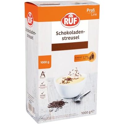 RUF Schokoladen-Streusel, Tortendeko min 32% Kakaoanteil, zum Verzieren von Eis, Waffeln, Desserts und Kuchen, Großpackung 1x1000g RUF Schokoladen-Streusel, Tortendeko min 32% Kakaoanteil, zum Verzieren von Eis, Waffeln, Desserts und Kuchen, Großpackung 1x1000g