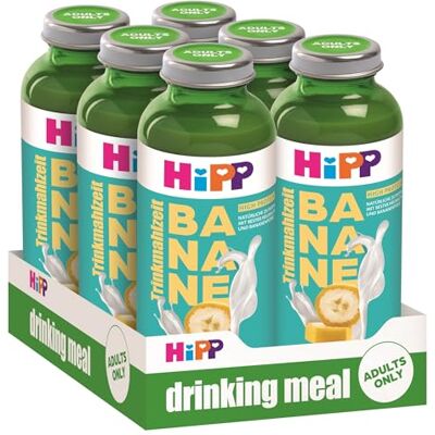 HiPP Trinkmahlzeit Banane, 6 x 330 ml, vollwertige Zwischenmahlzeit, mit bester Heumilch, echtem Bananenpüree, 23 Vitaminen & Mineralstoffen, High Protein, glutenfrei HiPP Trinkmahlzeit Banane, 6 x 330 ml, vollwertige Zwischenmahlzeit, mit bester Heumilch, echtem Bananenpüree, 23 Vitaminen & Mineralstoffen, High Protein, glutenfrei