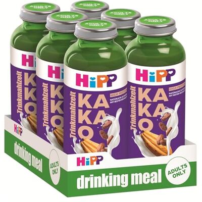 HiPP Trinkmahlzeit Kakao, 6 x 330 ml, vollwertige Zwischenmahlzeit, mit bester Heumilch, echtem Kakaopulver, 23 Vitaminen & Mineralstoffen, High Protein, glutenfrei HiPP Trinkmahlzeit Kakao, 6 x 330 ml, vollwertige Zwischenmahlzeit, mit bester Heumilch, echtem Kakaopulver, 23 Vitaminen & Mineralstoffen, High Protein, glutenfrei