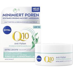 NIVEA Q10 Anti-Falten PORENVERFEINERUNG Extra Leichte Tagespflege, straffende Tagescreme mit LSF 15, Gesichtspflege für Mischhaut mit Q10, Algenextrakt und Aloe (50 ml) NIVEA Q10 Anti-Falten PORENVERFEINERUNG Extra Leichte Tagespflege, straffende Tagescreme mit LSF 15, Gesichtspflege für Mischhaut mit Q10, Algenextrakt und Aloe (50 ml)