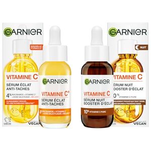 Garnier Skin Active – Set mit Antiflecken braunen Flecken + Glanzserum für Nacht – Gesichtspflege angereichert mit Vitamin C – Vegan & Cruelty Free – für alle Hauttypen – 2 x 30 ml Garnier Skin Active – Set mit Antiflecken braunen Flecken + Glanzserum für Nacht – Gesichtspflege angereichert mit Vitamin C – Vegan & Cruelty Free – für alle Hauttypen – 2 x 30 ml