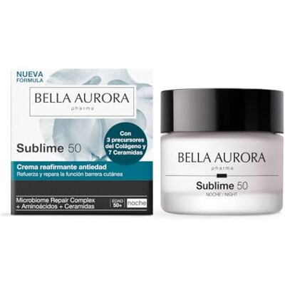BELLA AURORA Sublime 50 Night neue Formel Straffende Anti-Aging Creme mit Kollagen, Ceramiden und Mikrobiome Repair Complex Regeneriert, nährt und verbessert die Festigkeit reifer Haut, 50 ml BELLA AURORA Sublime 50 Night neue Formel Straffende Anti-Aging Creme mit Kollagen, Ceramiden und Mikrobiome Repair Complex Regeneriert, nährt und verbessert die Festigkeit reifer Haut, 50 ml